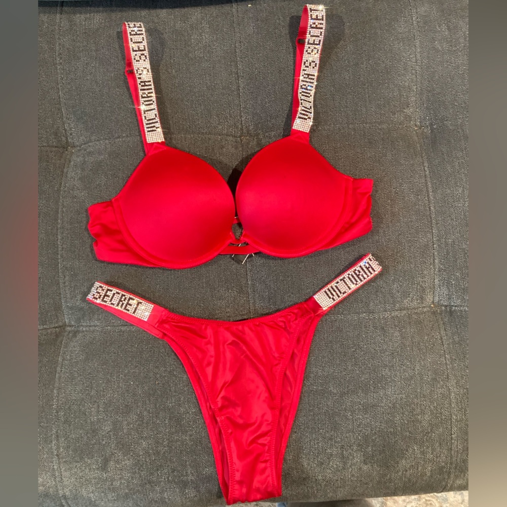 COPY - Victoria’s Secret shine strap push-up bra and very sexy shine strap thong